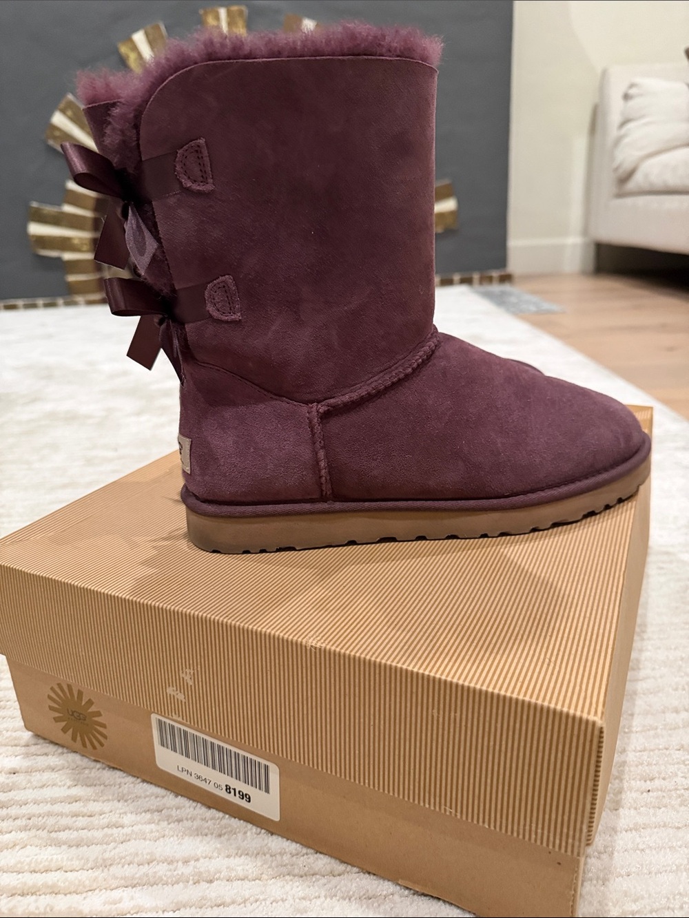UGG Women's Short Bow Boot in Plum - Picture 7 of 10